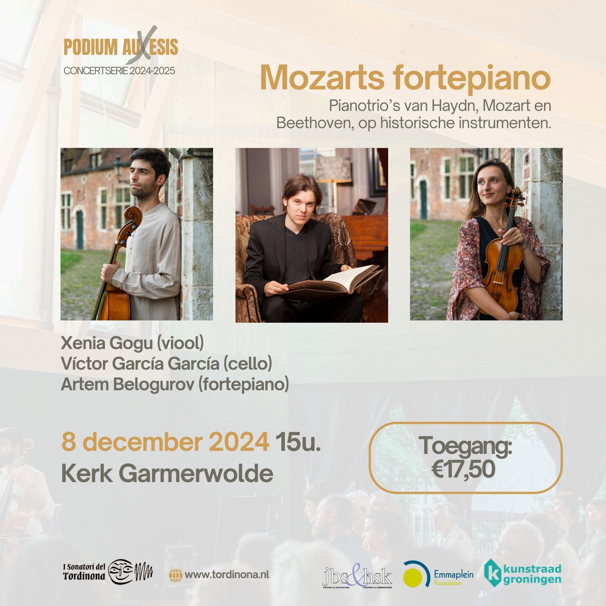 Klaviertrio's van de drie reuzen van de klassieke periode: Mozart, Haydn en Beethoven. Verrassend uitgevoerd op historische instrumenten, waaronder de zelden te horen Stein-kopie gebouwd door Gerard Tuynman.